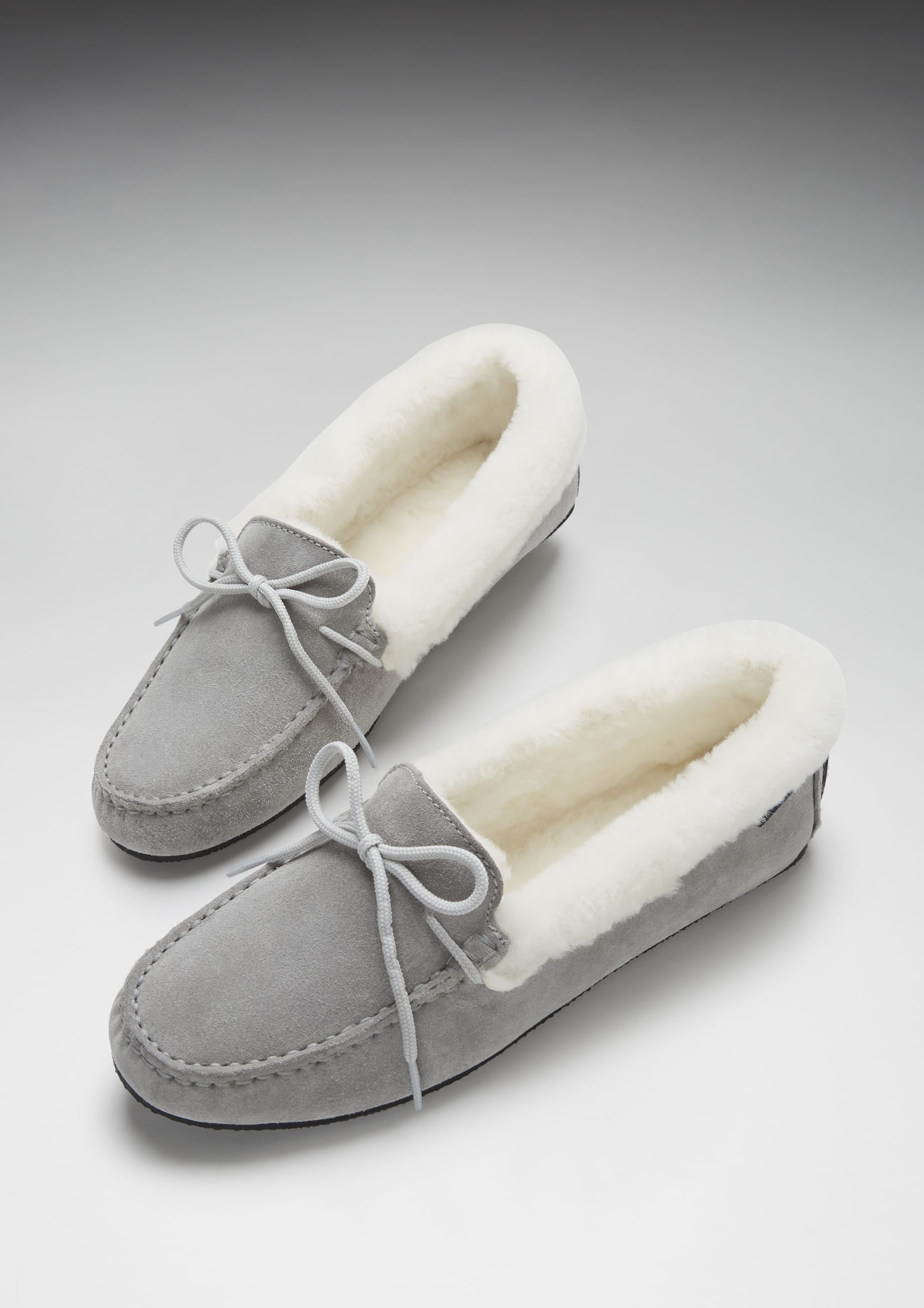 Hugs & Co Womens Slippers Sheepskin Dove Grey Suede
