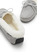 Hugs & Co Womens Slippers Sheepskin Dove Grey Suede