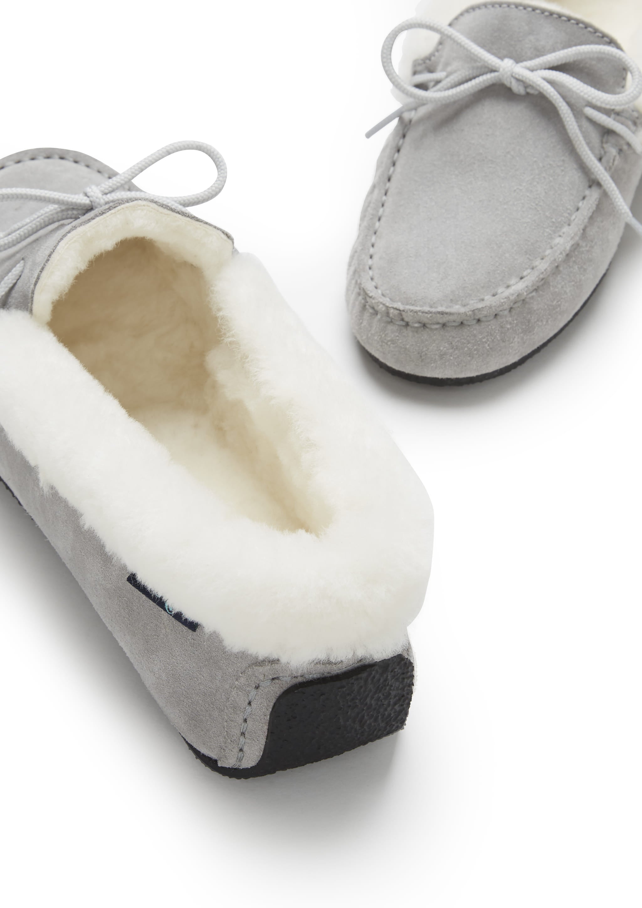 Hugs & Co Womens Slippers Sheepskin Dove Grey Suede