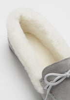 Hugs & Co Womens Slippers Sheepskin Dove Grey Suede