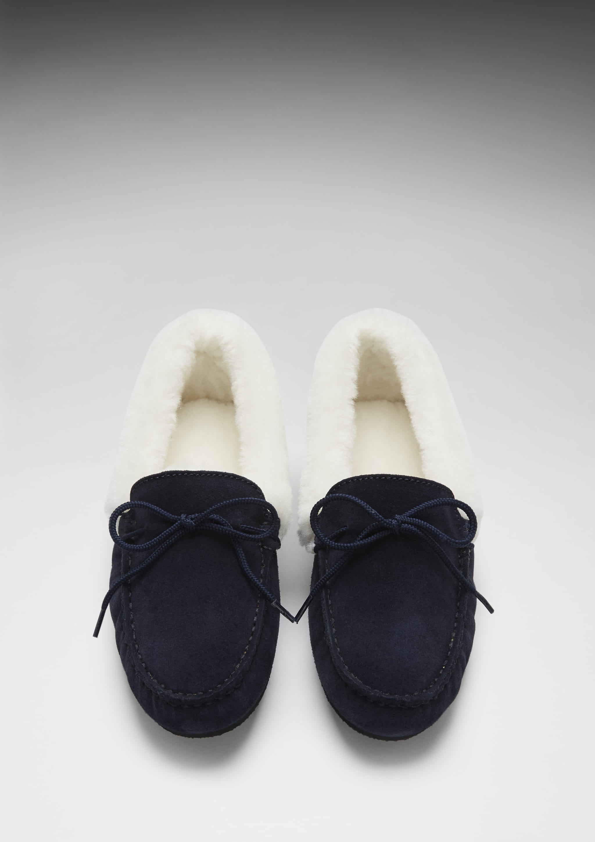 Hugs & Co Womens Slippers Sheepskin Navy Blue Suede