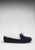 Hugs & Co Womens Slippers Sheepskin Navy Blue Suede