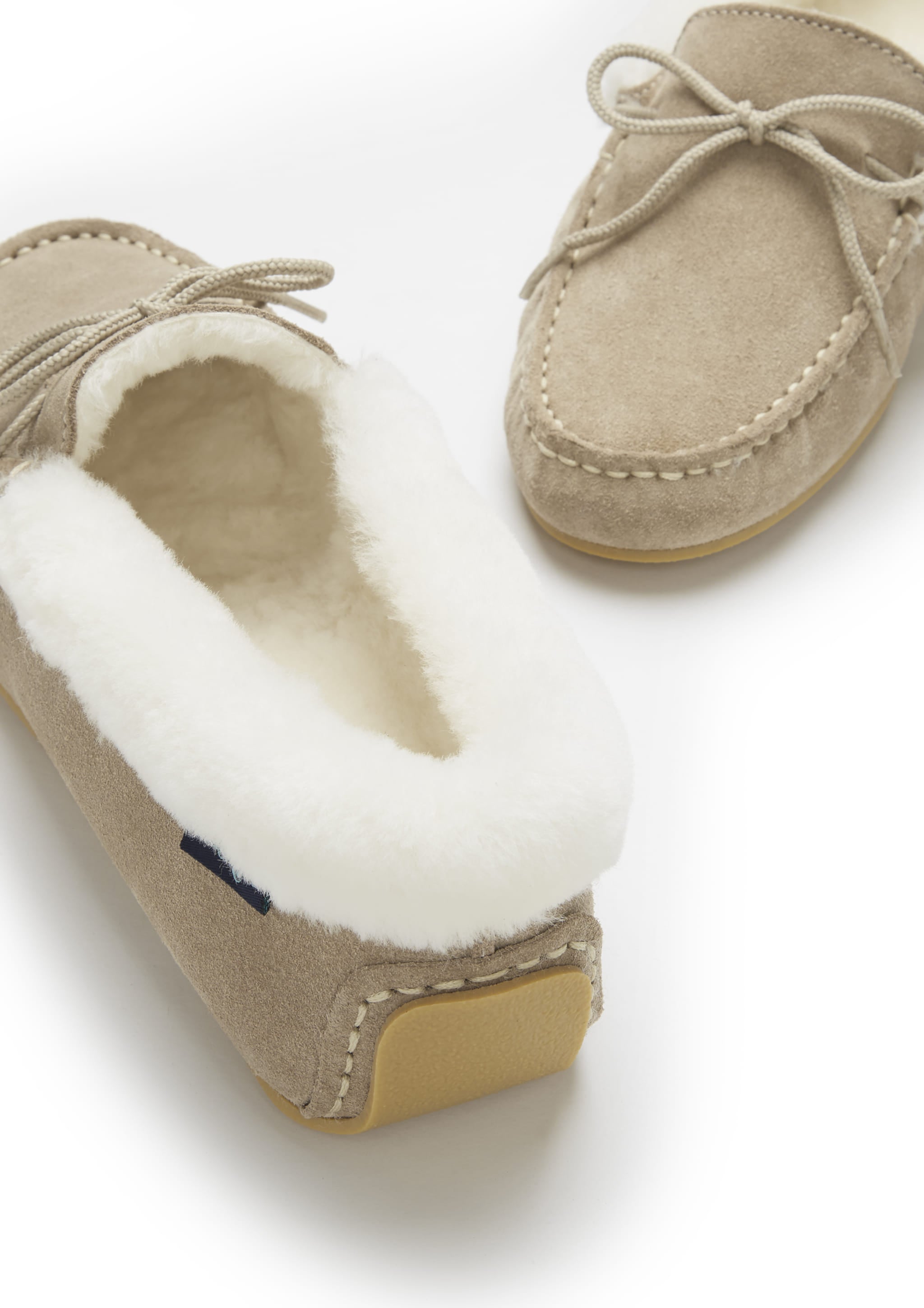 Hugs & Co Womens Slippers Sheepskin Taupe Suede