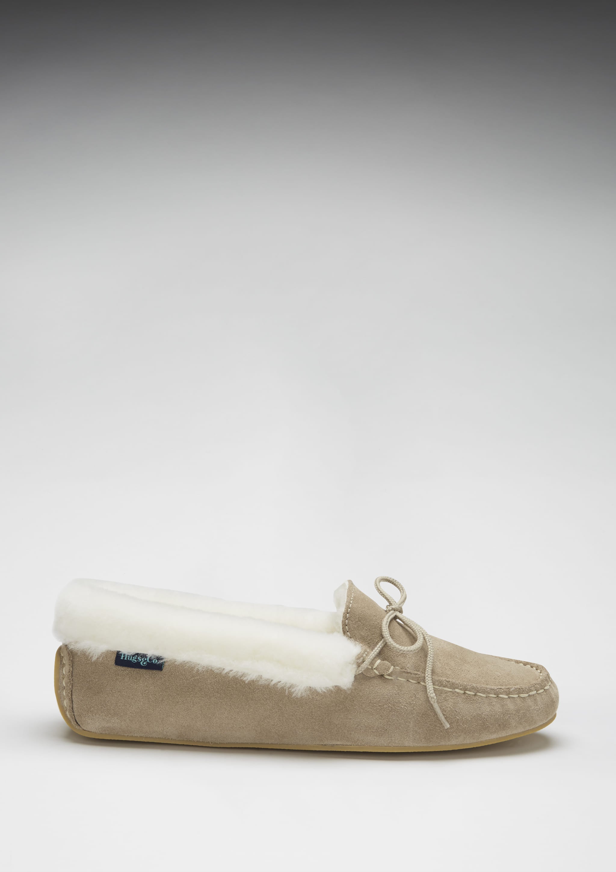 Hugs & Co Womens Slippers Sheepskin Taupe Suede