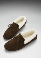 Hugs & Co Mens Slippers Sheepskin Brown Suede