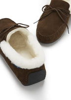 Hugs & Co Mens Slippers Sheepskin Brown Suede