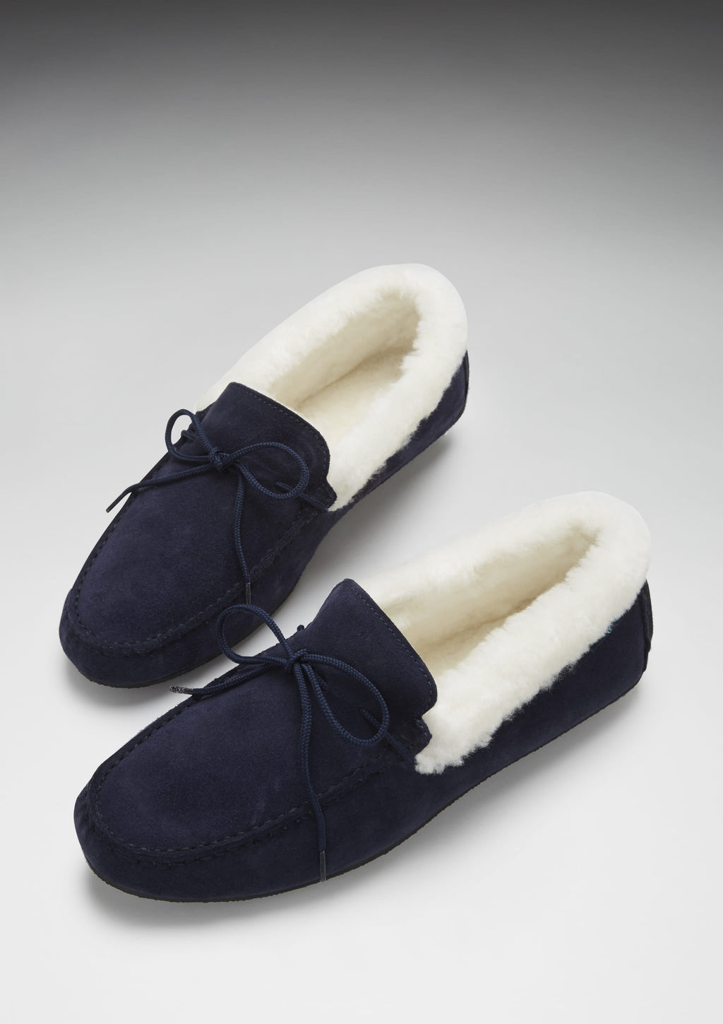 Hugs & Co Mens Slippers Sheepskin Navy Blue Suede
