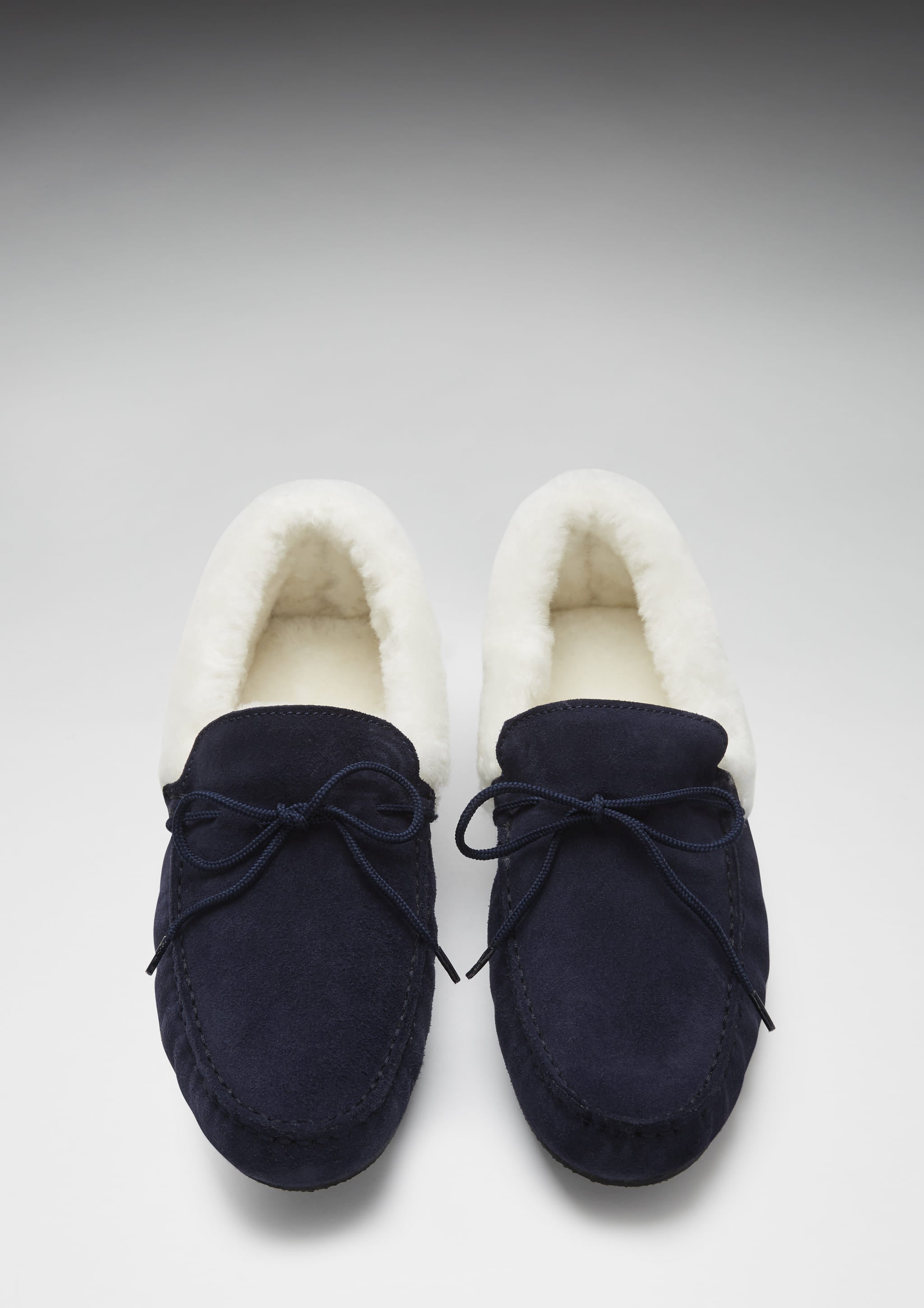 Hugs & Co Mens Slippers Sheepskin Navy Blue Suede