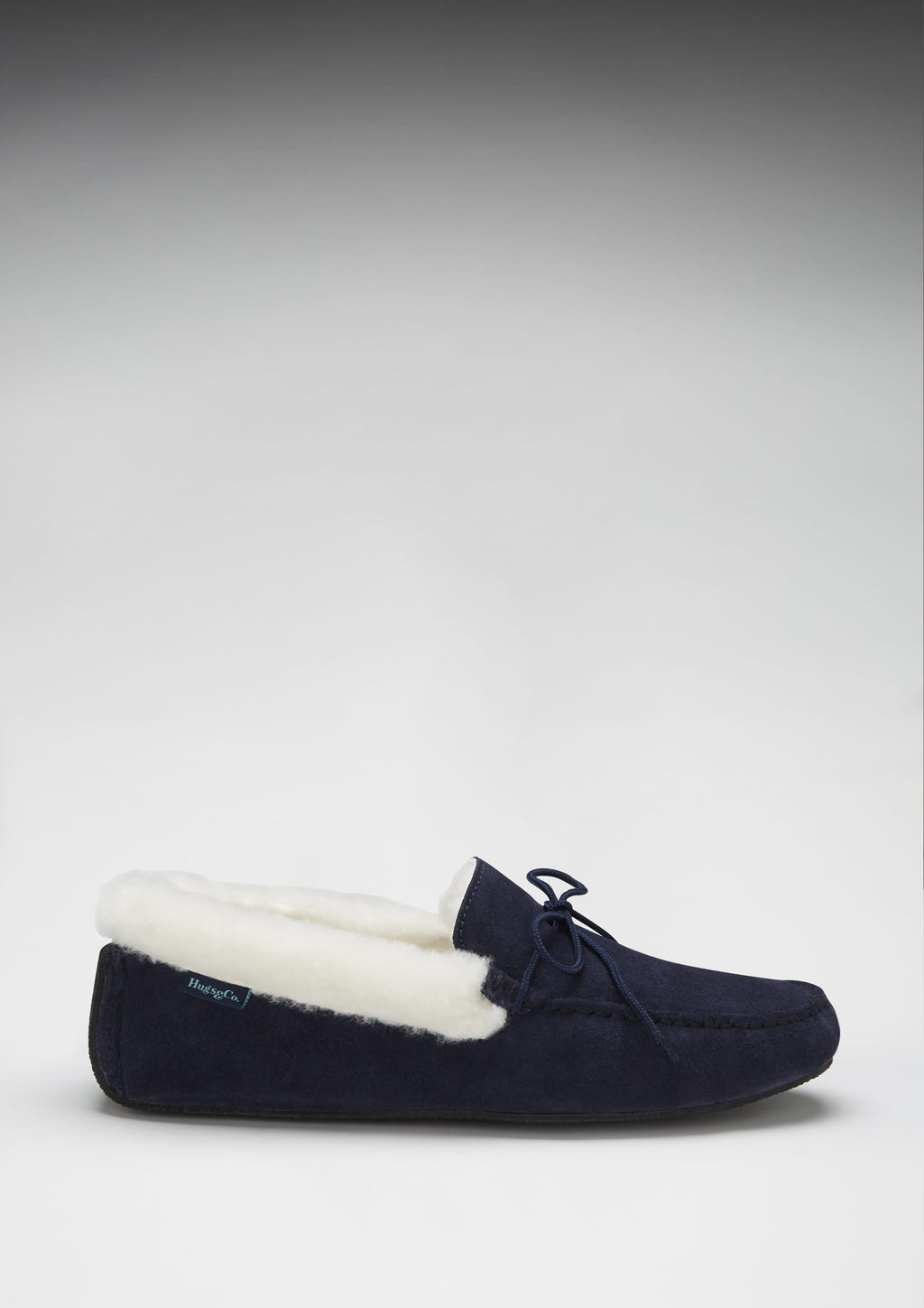 Hugs & Co Mens Slippers Sheepskin Navy Blue Suede