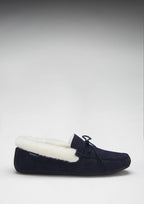 Hugs & Co Mens Slippers Sheepskin Navy Blue Suede