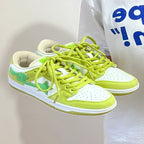 Mens PU Leather Platform Lace Up Apple Green Trainers