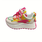 Breathable Mesh Lightweight Platform Low Top Cushioned Trainers