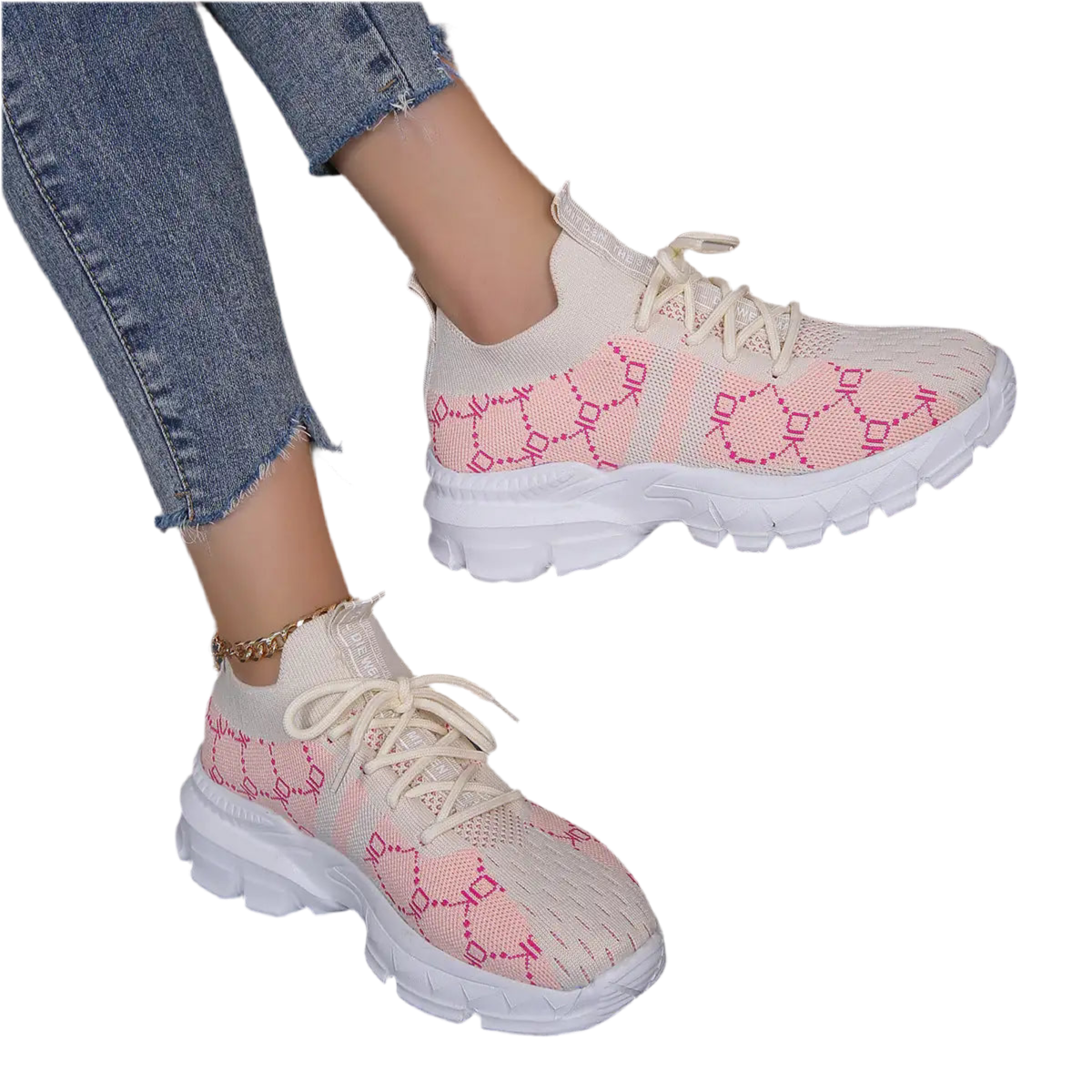 Womens Breathable Mesh Lightweight Lace Up Running Trainers