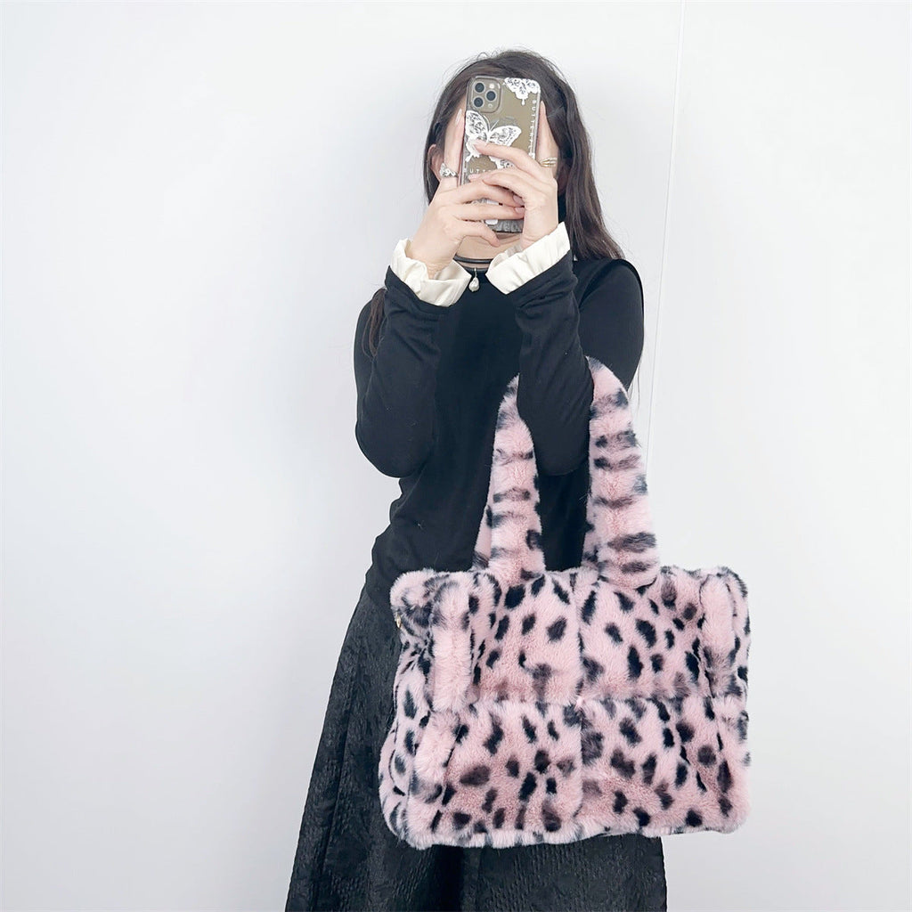 Leopard Print Large Capacity Tote Messenger Bag