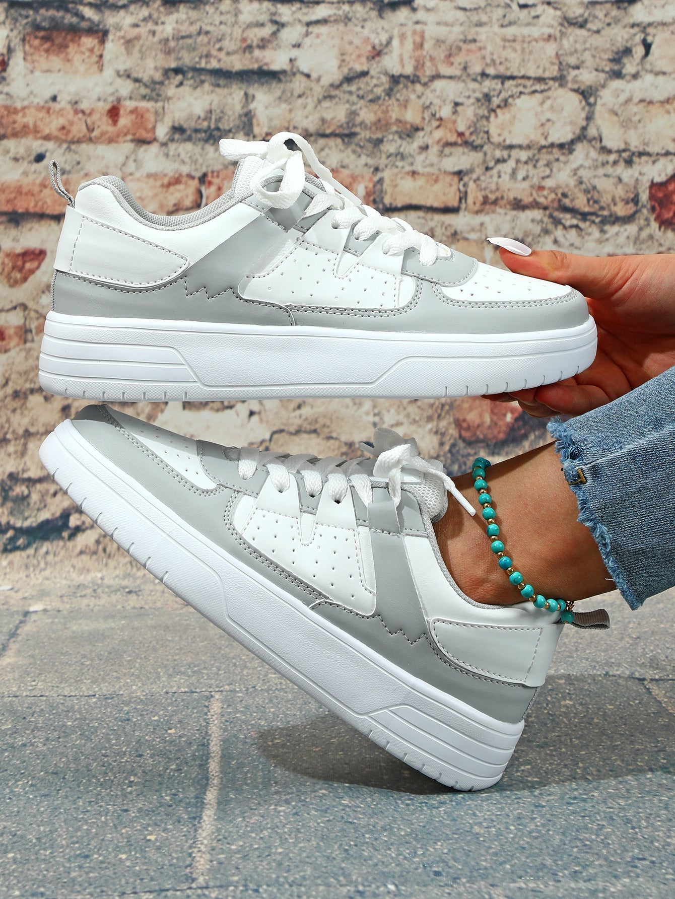 EVA Platform Low Top Lace Up Round Toe Trainers