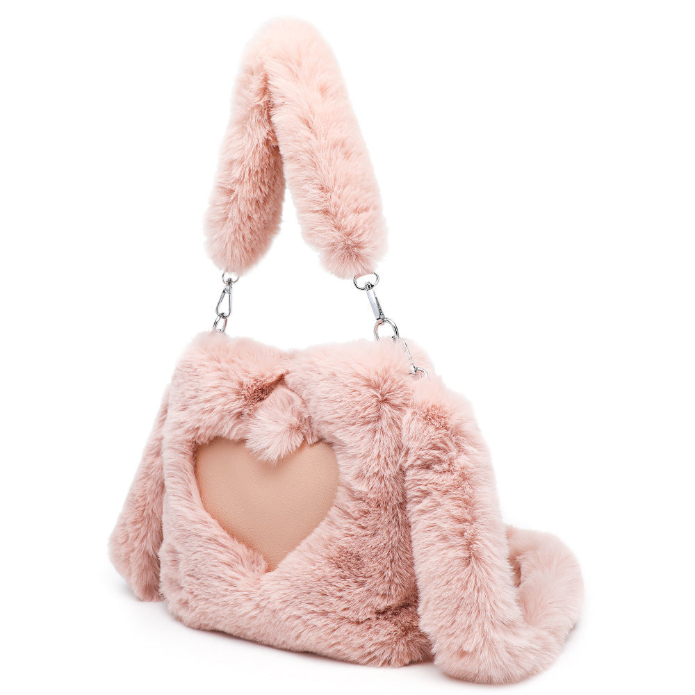 Womens Fluffy Plush Top Handle Shoulder Bag