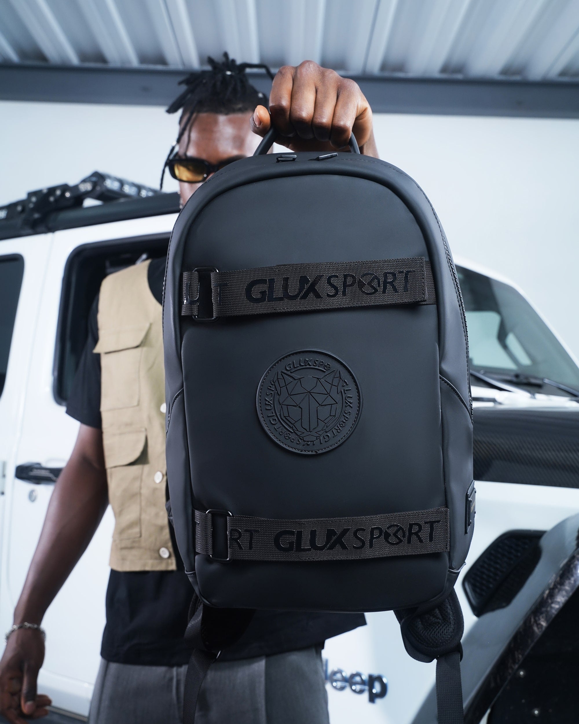 GLUX Mens Portable Computer Backpack Black