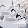 Womens Leather Low Top Lace Up Round Toe Running Trainers