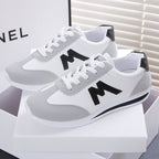 Womens Leather Low Top Lace Up Round Toe Running Trainers