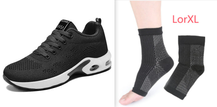 Womens Breathable Mesh Wedge Heel Round Toe Running Trainers