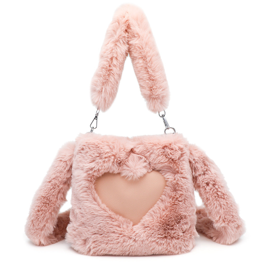 Womens Fluffy Plush Top Handle Shoulder Bag