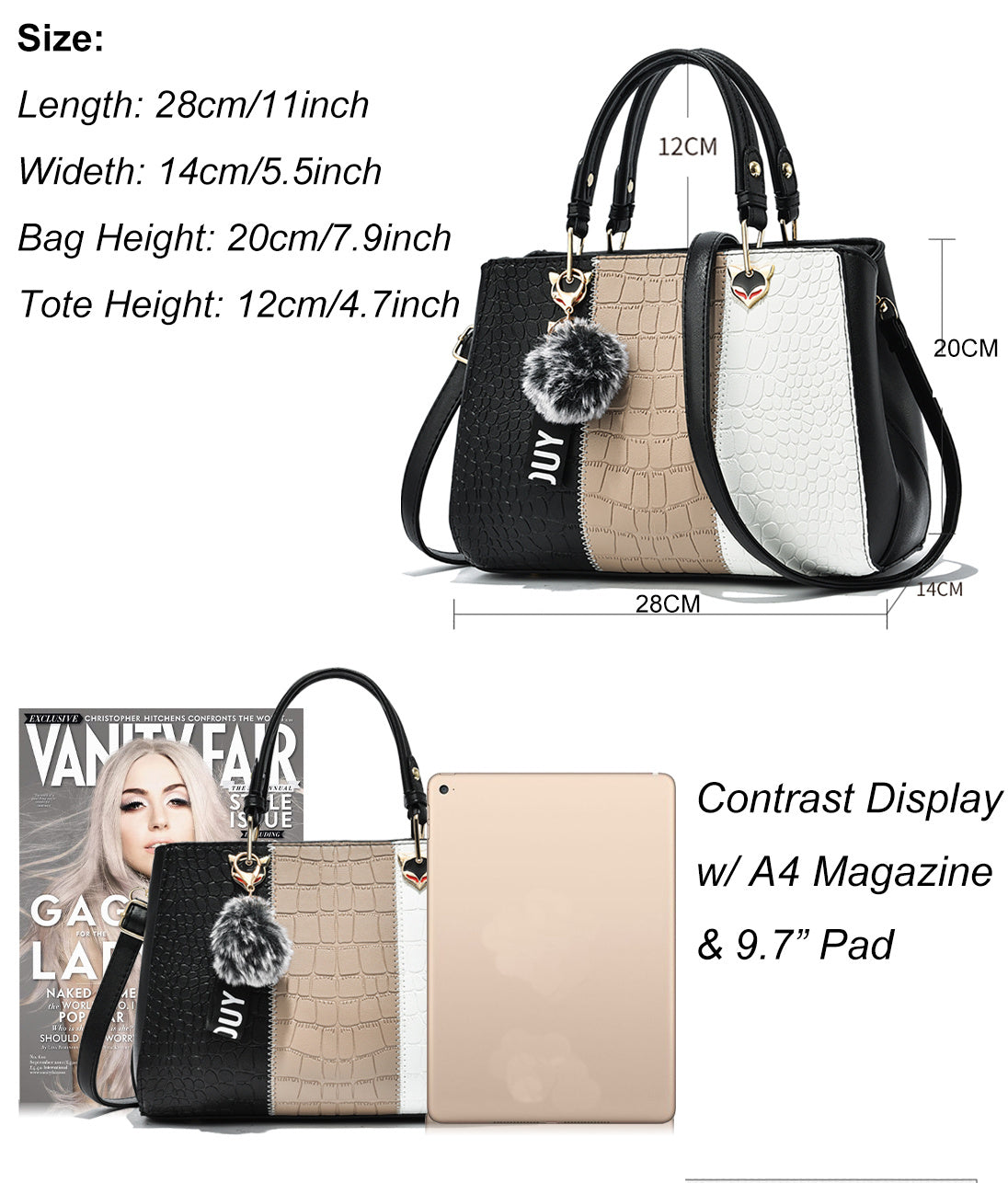 Womens Wave Shoulder Messenger Tote Bag