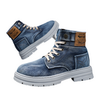 Canvas Breathable Height Increasing Wedge Heel Lace Up Boots