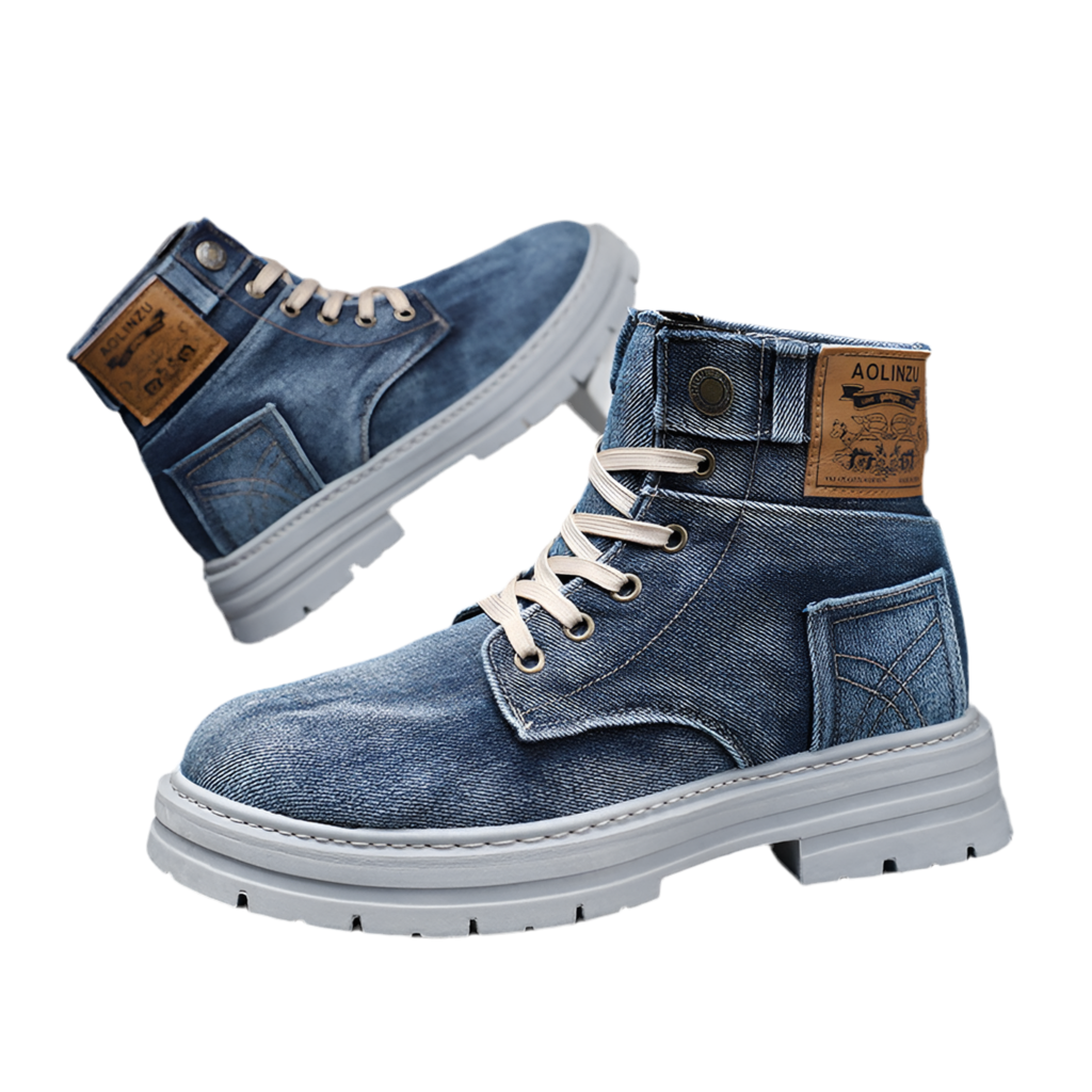 Canvas Breathable Height Increasing Wedge Heel Lace Up Boots