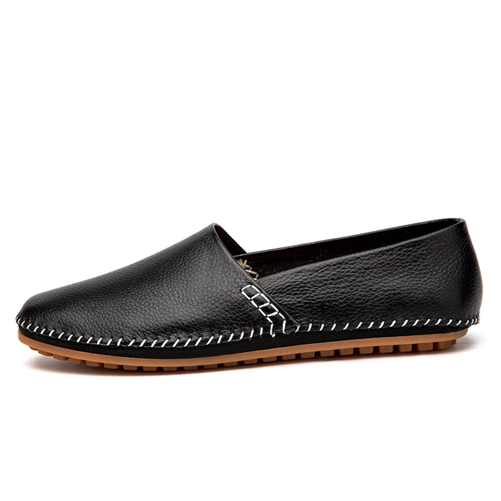 Mens Leather Round Toe Loafers