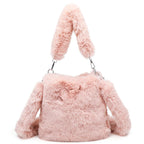 Womens Fluffy Plush Top Handle Shoulder Bag
