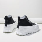 Womens Canvas Height Increasing High Top Lace Up Black Trainers