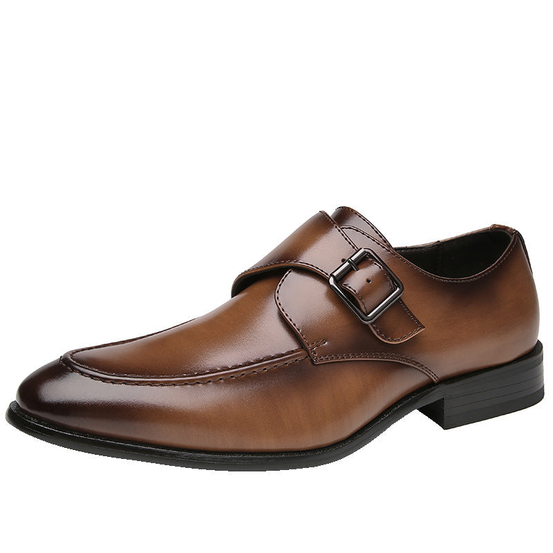 Mens Leather Breathable Buckle Strap Shoes