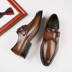 Mens Leather Breathable Buckle Strap Shoes