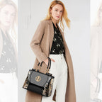 Womens Patent Look Sequin Embroidered Handbag