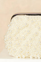 Ivory Pearl And Crystal Clutch Bag