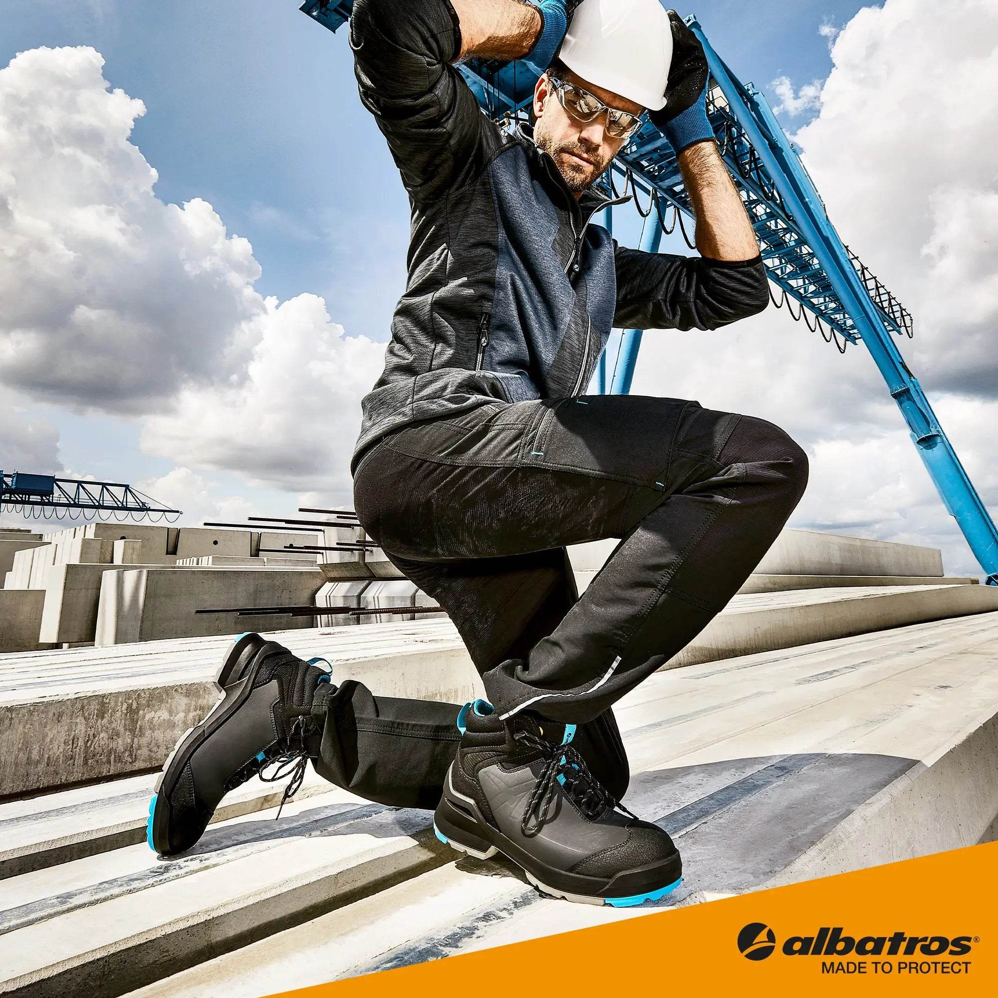 Albatros Taraval Mid Fibreglass Toe Safety Boots Black/Blue