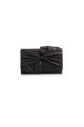 Aftershock London Black Bow Detail Evening Clutch Bag front product view