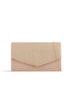 Aftershock London Nude Blush Glitter Envelope Clutch Bag front view