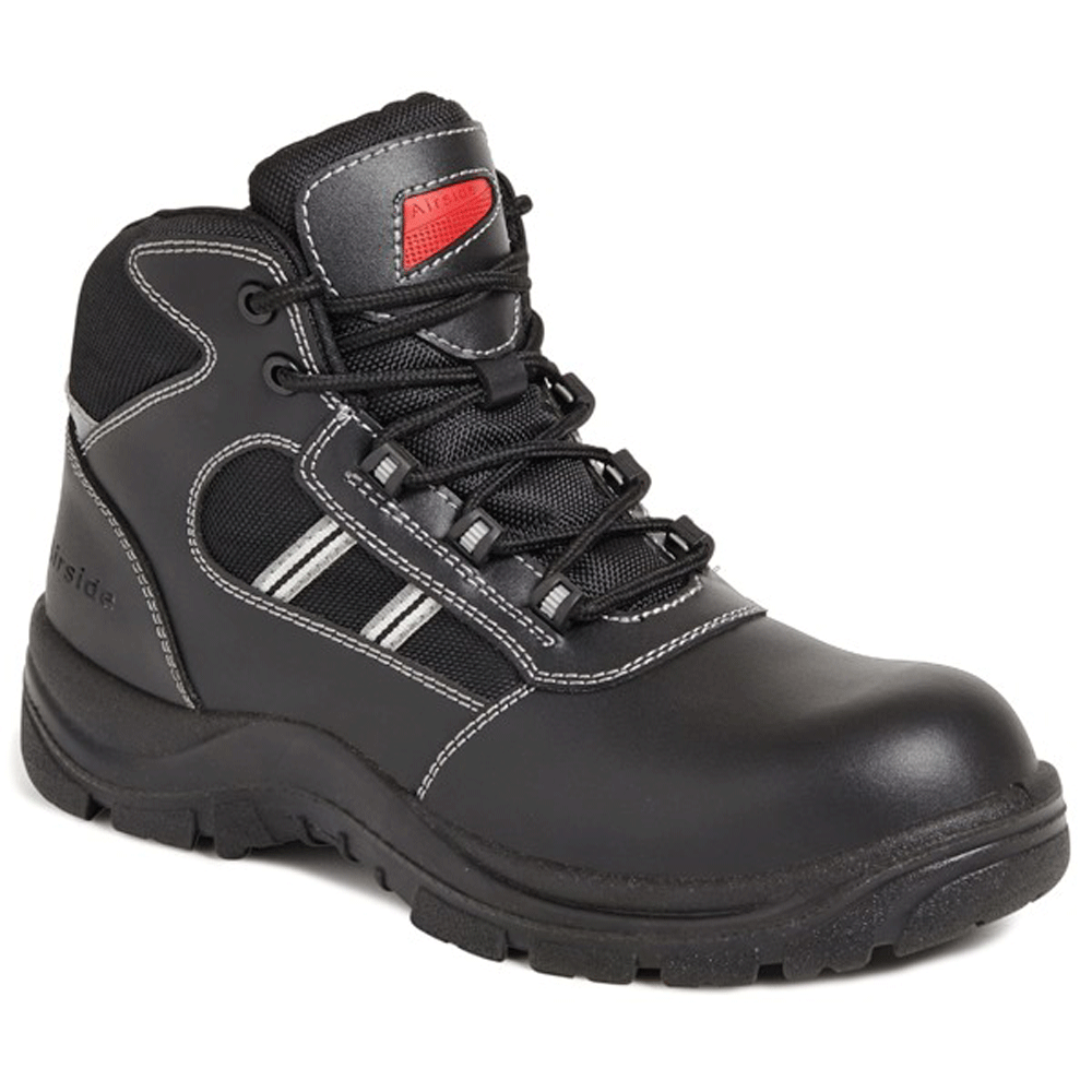 Airside SS704CM Non Metallic Leather Safety Hiker Boots Black