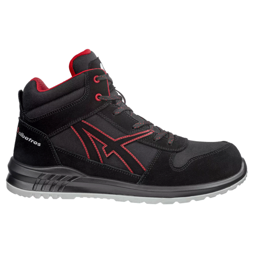 Albatros Clifton Mid S3 SRC Safety Work Trainer Safety Boots Black / Red