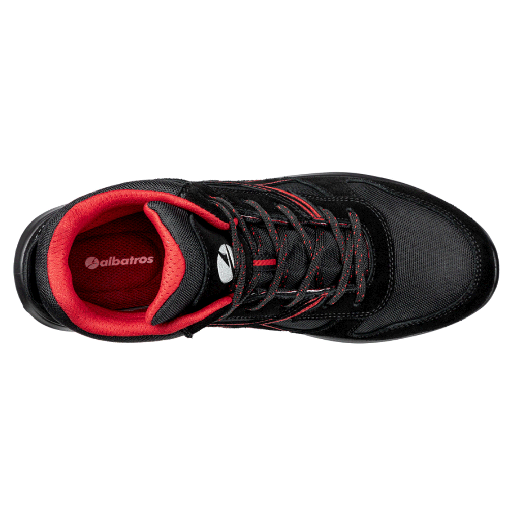 Albatros Clifton Mid S3 SRC Safety Work Trainer Safety Boots Black / Red