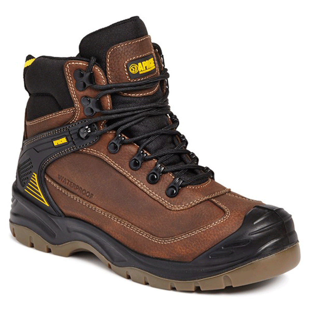 Apache Ranger Waterproof Leather Safety Hiker Work Boot Black / Brown