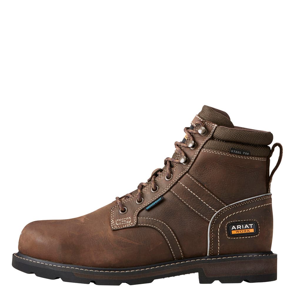 Ariat P13621 Groundbreaker 6" Lace Steel Toe Waterproof Work Safety Boots Brown