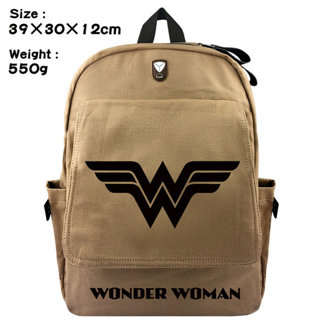 Wonder Woman canvas travel backpack alternate style view