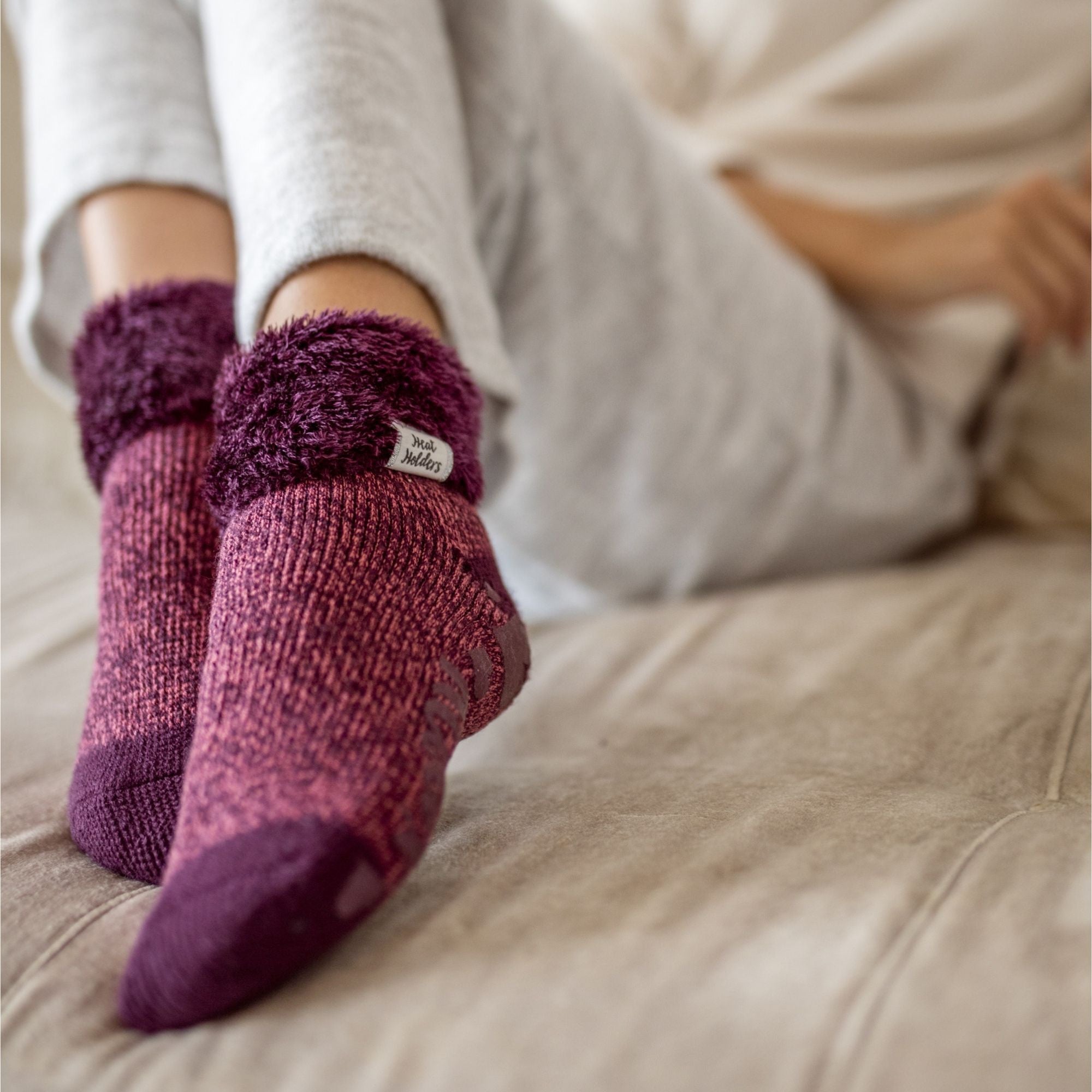 Heat Holders Womens Cuddly Fluffy Sliper Bed Socks with Feather Top