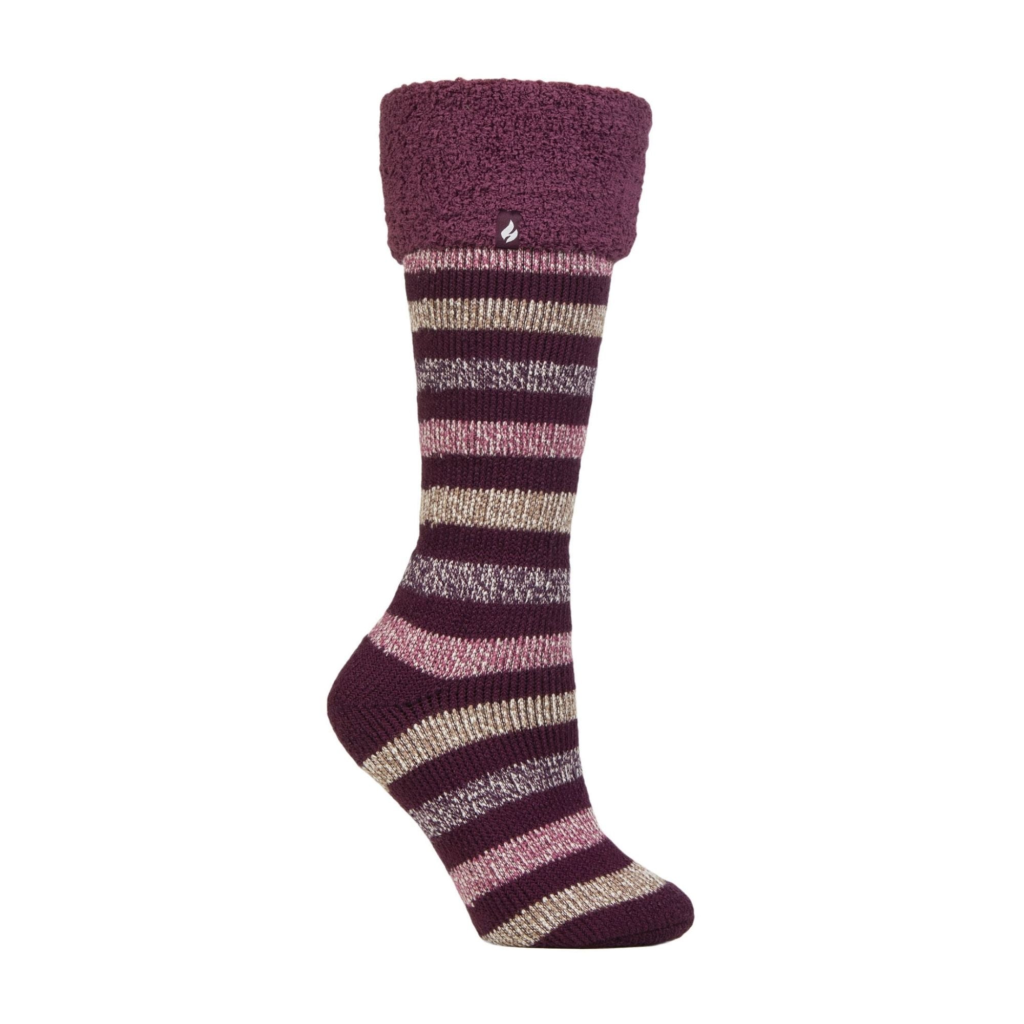 Sock Snob Womens Multicoloured Striped Patterned Long Wellington Boot Thermal Socks