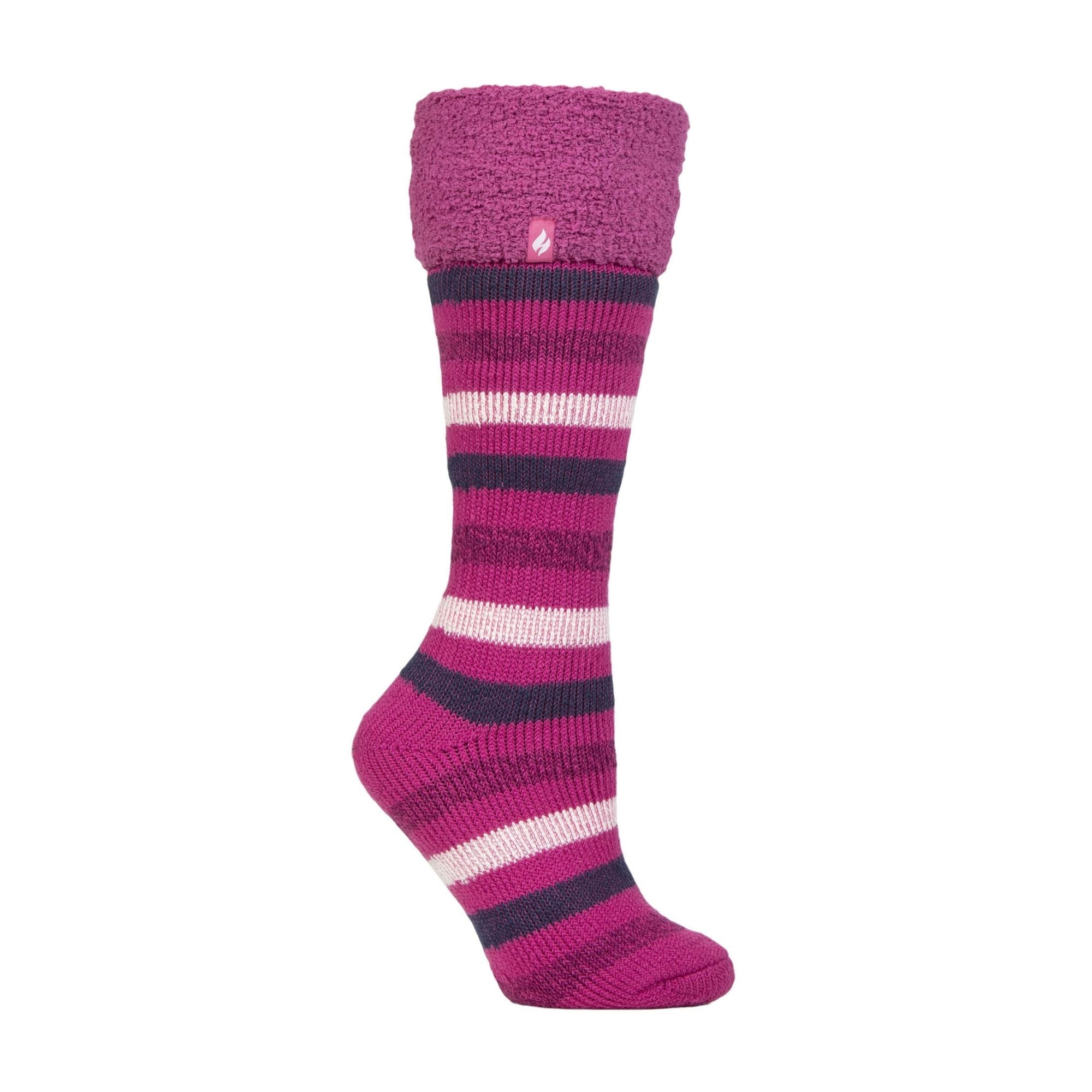 Sock Snob Womens Multicoloured Striped Patterned Long Wellington Boot Thermal Socks