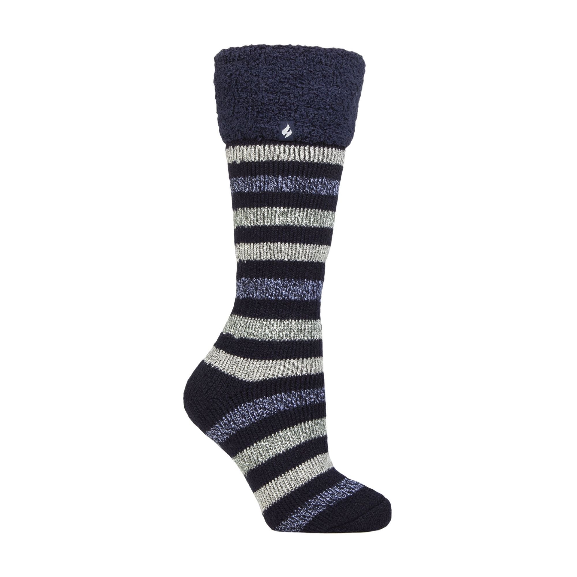 Sock Snob Womens Multicoloured Striped Patterned Long Wellington Boot Thermal Socks