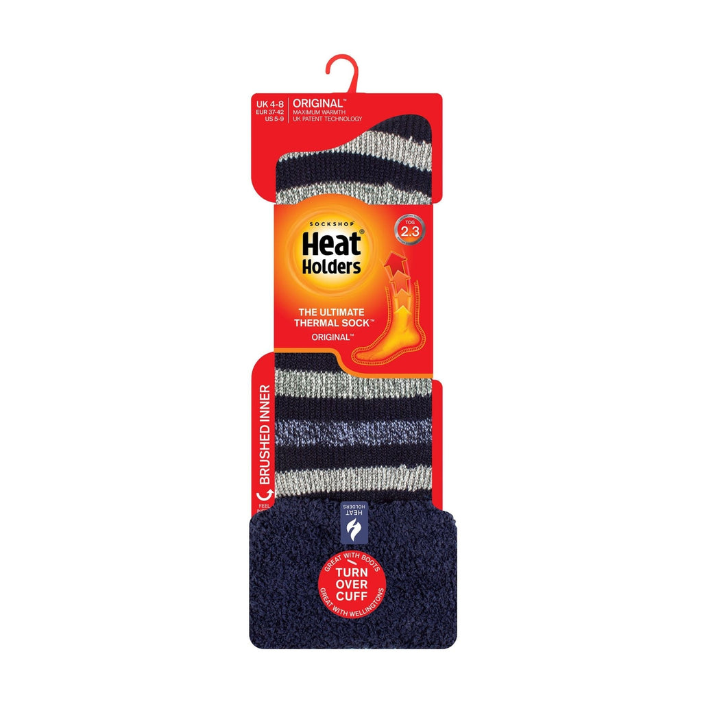 Sock Snob Womens Multicoloured Striped Patterned Long Wellington Boot Thermal Socks