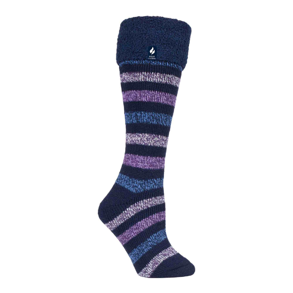 Sock Snob Womens Multicoloured Striped Patterned Long Wellington Boot Thermal Socks